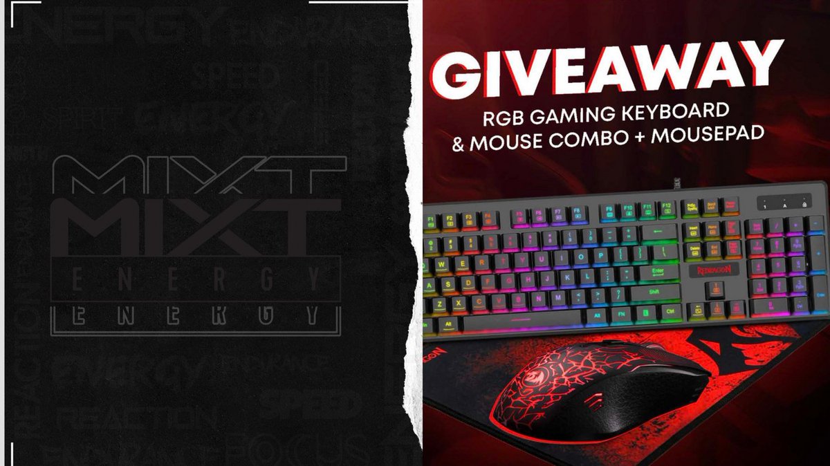 🎮 MIXT ENERGY RGB GAMING KIT GIVEAWAY 🎮
-
👇 𝗛𝗢𝗪 𝗧𝗢 𝗘𝗡𝗧𝗘𝗥 👇
GO TO: 
mixtenergy.net/pages/mixt-ene…

Step two:  ENTER THE GIVEAWAY!!! ( 3 lucky winners)
-
🚨Must Tag a gamer buddy and retweet to be eligible