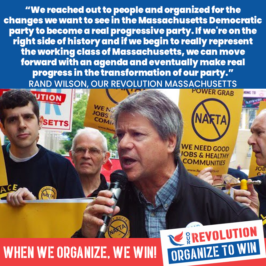OurRevolution's tweet photo. "If we're on the right side of history and if we begin to really represent the working class of MA, we can move forward with an agenda and eventually make real progress in the transformation of our party." - @randwilson  #TransformTheParty https://t.co/XHPs6852vd
