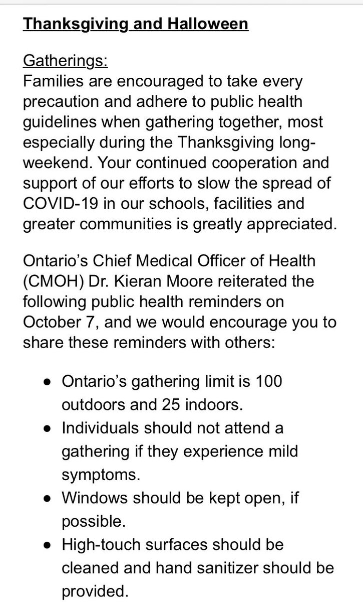 LGrayMc's tweet image. Just received this email from @TCDSB … if it weren’t so maddening it would be laughable. Reminding us to keep Thanksgiving gatherings to &amp;lt;25 while you cram 31 unvaxxed Grade 4s into a class w windows that barely open. 🤯
@Sflecce @OntarioHealthOH @parentaction4ed @TOPublicHealth