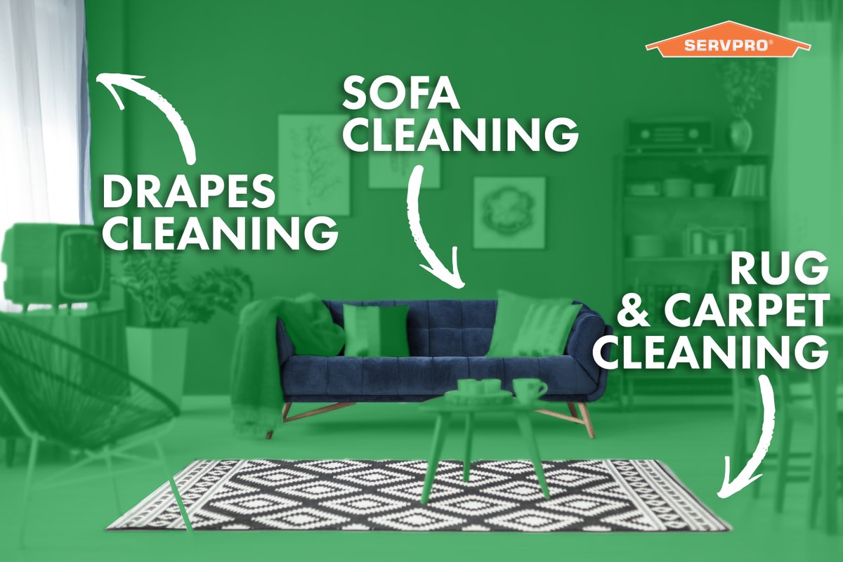 SERVPROSanLean's tweet image. Cleaning should occur before fabrics and fibers are heavily soiled because they're difficult to restore to a satisfactory appearance. Long periods between cleanings may ruin fine upholstered furniture, carpets, and drapes.