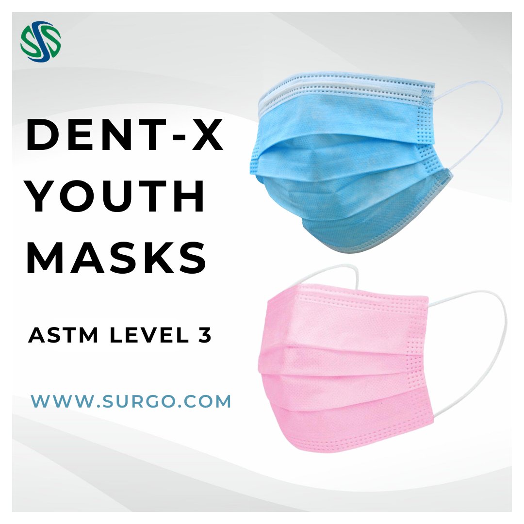 SurgoSurgical's tweet image. Our Dent-X Youth Masks are now available on our website! These ASTM Level 3 Medical Masks are made in Canada and are recommended for ages between 8 and 15. View hubs.ly/H0Z0myj0 to learn more about our high-quality Youth Masks. #youthmask #earloopmask #facemask #mask
