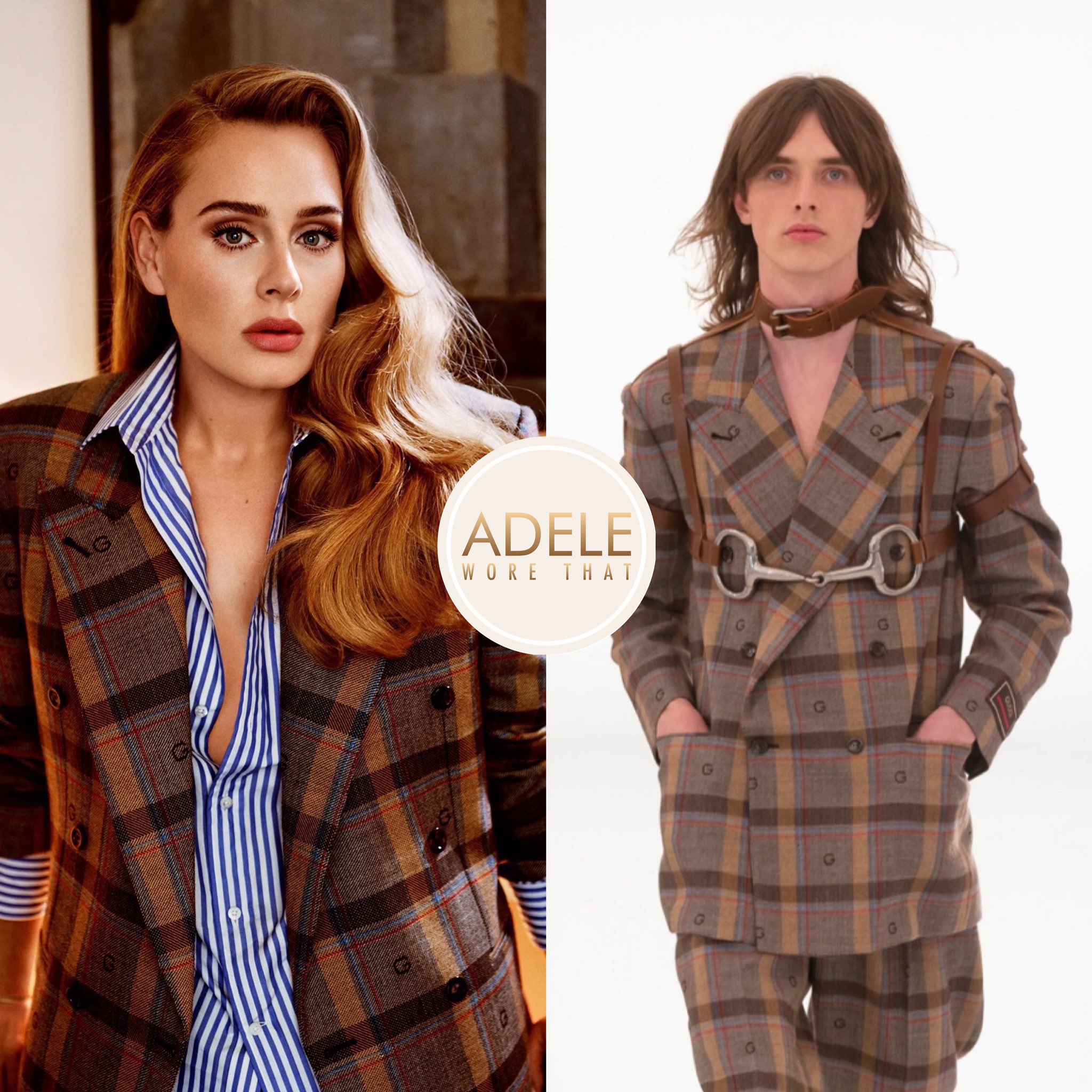 Where can I find a brown plaid blazer with blue like Adele wore in her  recent vogue shoot? : r/findfashion
