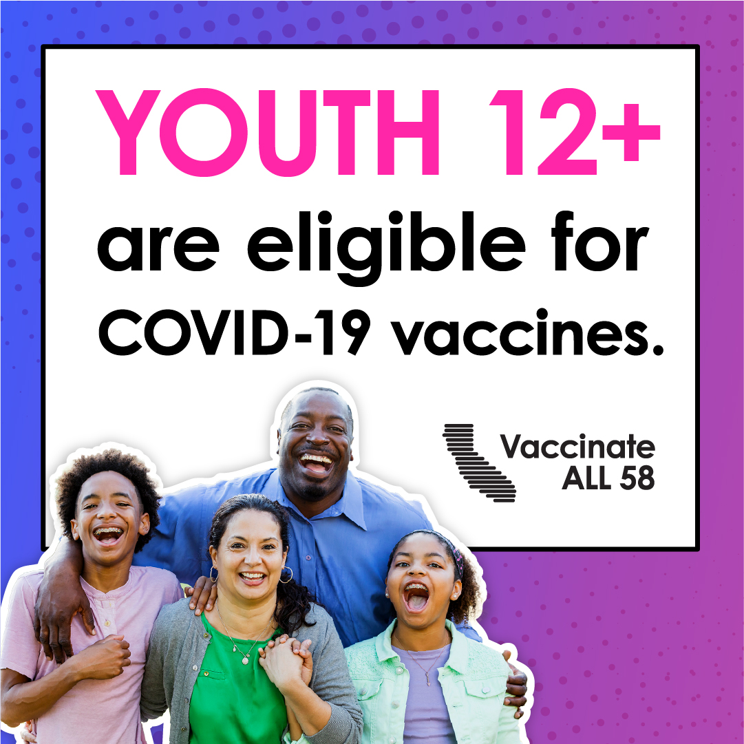 PublicHealthSBC's tweet image. Help protect youth ages 12 and up from #COVID19. Visit MyTurn.Ca.Gov to schedule your teen&apos;s vaccine  appointment today. #VaccinateSanBenito #GetVaxx #ImmunityForCommunity #GetVaccinated  #FridayVibes