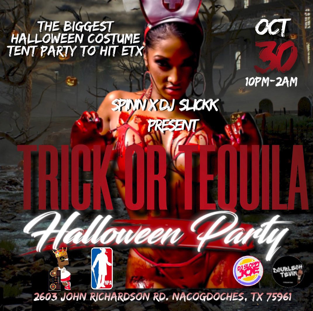 kenn_PHE's tweet photo. #TrickOrTequila 😎 we’re going up October 30th Halloween/Tent party!! #Sfahc2k21 

Got 2 of the hottest Dj’s in Texas mixing!! @DJDoubleOhTevin &amp; @DjSloppyJoe 

BRING YOUR OWN EVERYTHING!! We’re about to party!! Anybody and everybody pull up 🔥@DjSlickkInDaMix @tra3green  🎥😎💪🏾 https://t.co/nzpTJw9qpQ