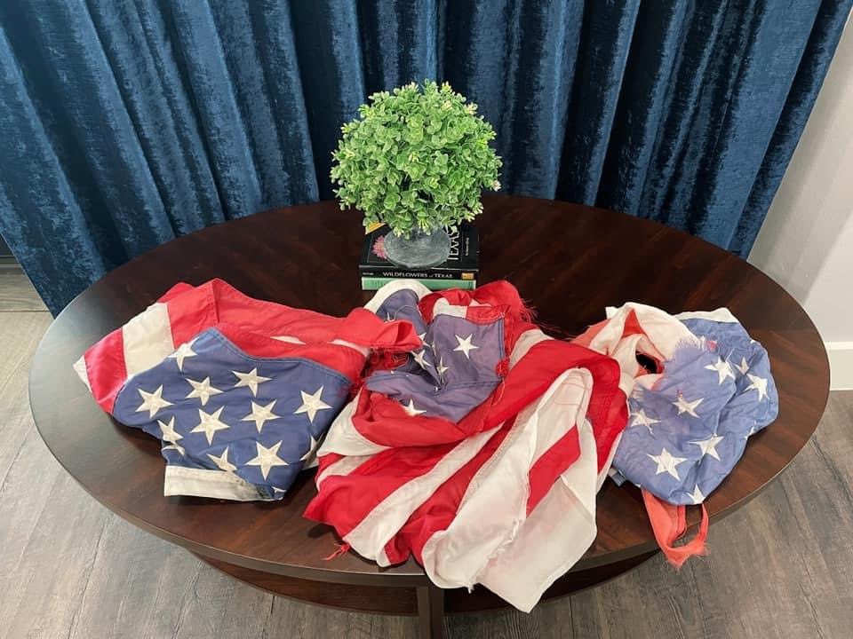 So grateful to be able to properly dispose of these retired flags to give them the dignified goodbye they deserve. Please continue to bring your flags to Heritage Funeral Home of Lampasas, located at 401 North Key Avenue to help continue this honor 🇺🇸