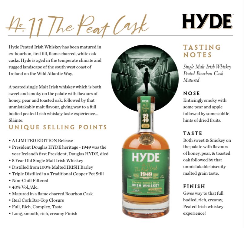 HydeWhiskey's tweet photo. WIN: FOR PEAT’S SAKE IT’s FRIDAY!! Just retweet this post to be in with a chance of winning one of three bottles of our newly launched HYDE #11 PEATED Single Malt! Draw this Sunday 10th Oct at 9pm! #competition #draw #win #irishwhiskey #itsallaboutthewood https://t.co/YL2TBJ1nGf