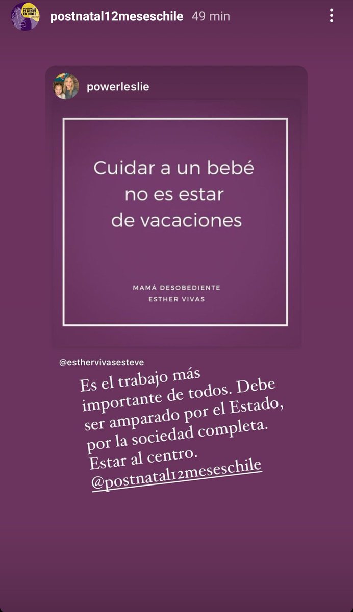 postnatal12M's tweet image. Para quienes aún no entienden: "cuidar a un bebé no es estar de vacaciones". "Es el trabajo más importante de todos y debe ser amparado por el Estado y la sociedad completa". Poner a los cuidados en el centro. Urge #Postnatal12MesesChile y protección de maternidades e infancias.