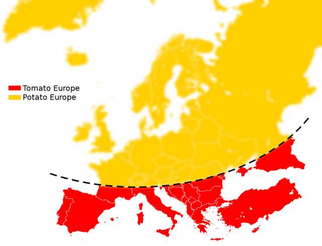 TerribleMaps's tweet image. Tomato Europe vs potato Europe