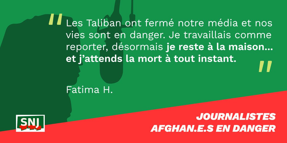 SNJ_national's tweet photo. #Jour26 
Abdul, Nilofar, Fatima, Naveed... @SNJ_national accompagne des centaines de femmes et hommes, journalistes afghans en danger dans leur pays. Nous réclamons leur évacuation @francediplo @JY_LeDrian @EmmanuelMacron 
#AfghanJournalists 
Nous publions leurs témoignages ⬇️ https://t.co/Mz2IqYbTVr