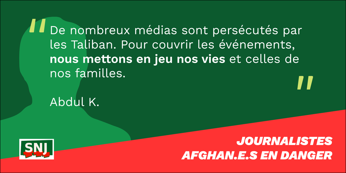 SNJ_national's tweet photo. #Jour26 
Abdul, Nilofar, Fatima, Naveed... @SNJ_national accompagne des centaines de femmes et hommes, journalistes afghans en danger dans leur pays. Nous réclamons leur évacuation @francediplo @JY_LeDrian @EmmanuelMacron 
#AfghanJournalists 
Nous publions leurs témoignages ⬇️ https://t.co/Mz2IqYbTVr