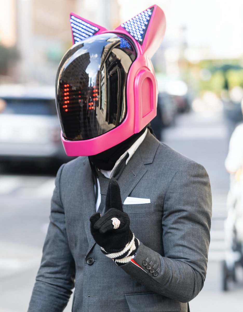 XXL's tweet photo. Lil Uzi Vert evolved from pink forehead diamond to pink rabbit helmet https://t.co/uwaeKJHlk7