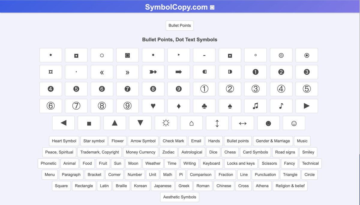 Copy paste symbols