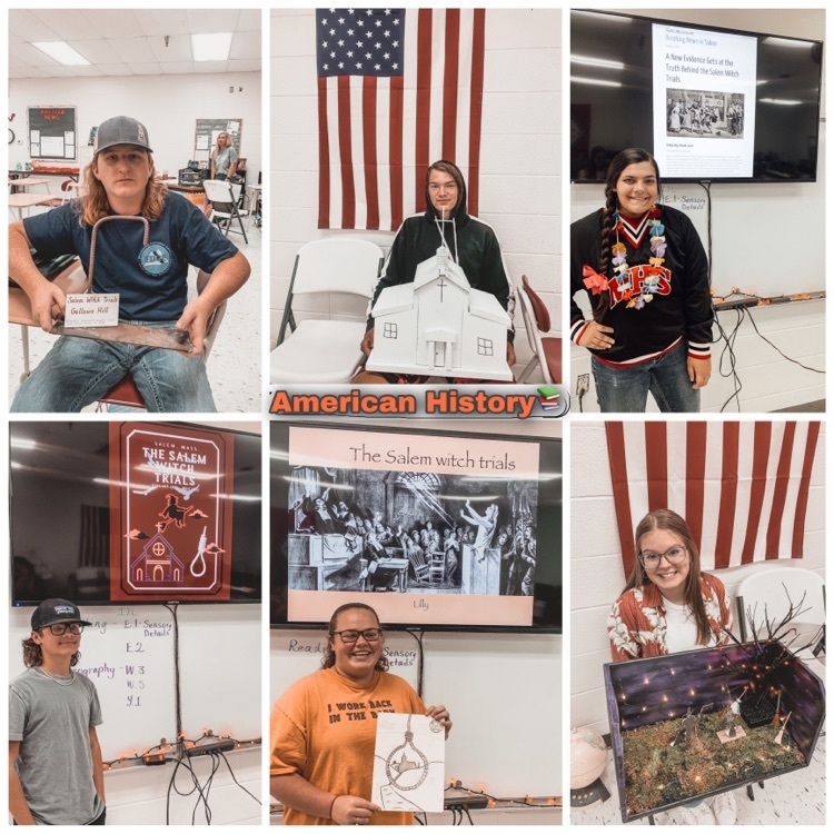 spcsdrattlers's tweet photo. Spooky season is upon us and what better way to get in the spirit than researching the Salem Witch Trials! Mrs. Perrin’s class has created a variety of projects to present information on the events that went down in Massachusetts all those years ago! https://t.co/xEFrKSoHC8