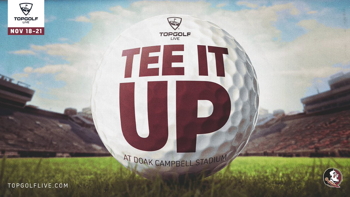 SeminoleEvents's tweet photo. Topgolf Live is coming to Doak! Don't miss your chance to Tee it up on Bobby Bowden Field from November 18-21!

Tickets available now: https://t.co/hLSIgHamxK https://t.co/dCvXV8sCsN