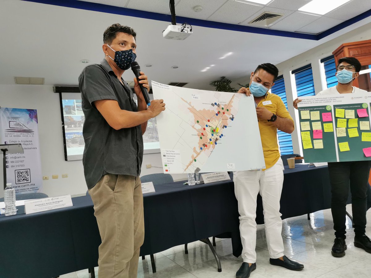 bicinetamx's tweet photo. El día de ayer participamos en el PRIMER TALLER DE MOVILIDAD Y ACCESIBILIDAD URBANA PARA LA IMPLEMENTACIÓN DEL TREN MAYA EN #PlayaDelCarmen. Mucho por hacer para la llegada de un proyecto que sin duda cambiará nuestra dinámica de movilidad en toda la zona #TrenMaya #QuintanaRoo https://t.co/mAXNjtfwwQ