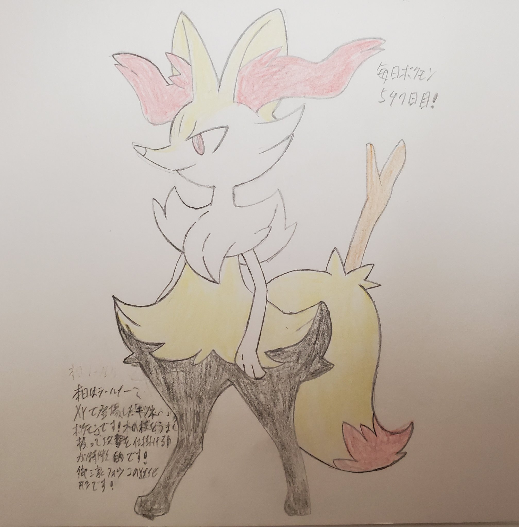 Runner Hiro Runrun 趣味に走る男 毎日ポケモンお絵描き 547日目 本日は 10 8が十月八日 木 の日 ということで 木の枝を肌身離さずもっているテールナーを描きました Xy世代の炎御三家の第2形態で 分類は見た目のまま きつねポケモン になってい