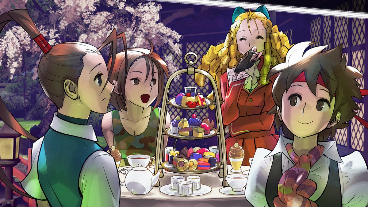Ibuki, AKira, Karin, and Sakura enjoying some tea and cakes! 