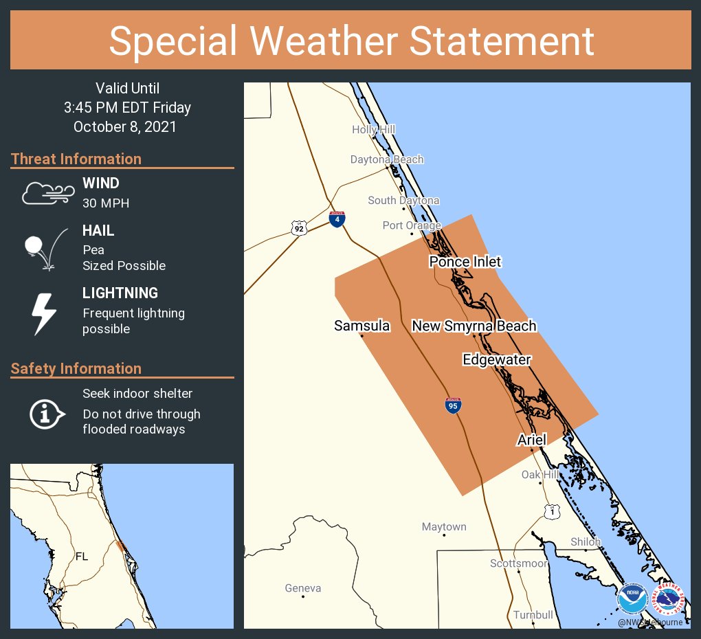 Nws Melbourne A Special Weather Statement Has Been Issued For New Smyrna Beach Fl Edgewater Fl Ponce Inlet Fl Until 3 45 Pm Edt T Co A8rw7cv3cq Twitter