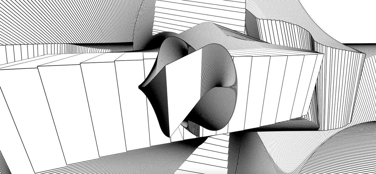 super fun outputs #generative #genart #p5js #blackandwhite #NFTCommmunity #rotation #structures #planes