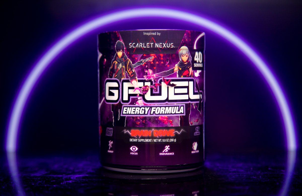 GFuelEnergy's tweet photo. 💜 "𝗟𝗜𝗞𝗘 + 𝗥𝗧" to win a MOUTH-WATERING, Pineapple + Guava + Citrus-infused, @scarlet_nexus-inspired Tub of #GFUEL BRAIN DRIVE! Picking 2 winners this weekend to celebrate them being restocked! 🔺 

🛒 𝗚𝗲𝘁 𝗬𝗼𝘂𝗿𝘀: https://t.co/vncFj8GIYt https://t.co/r0cngMlqpH