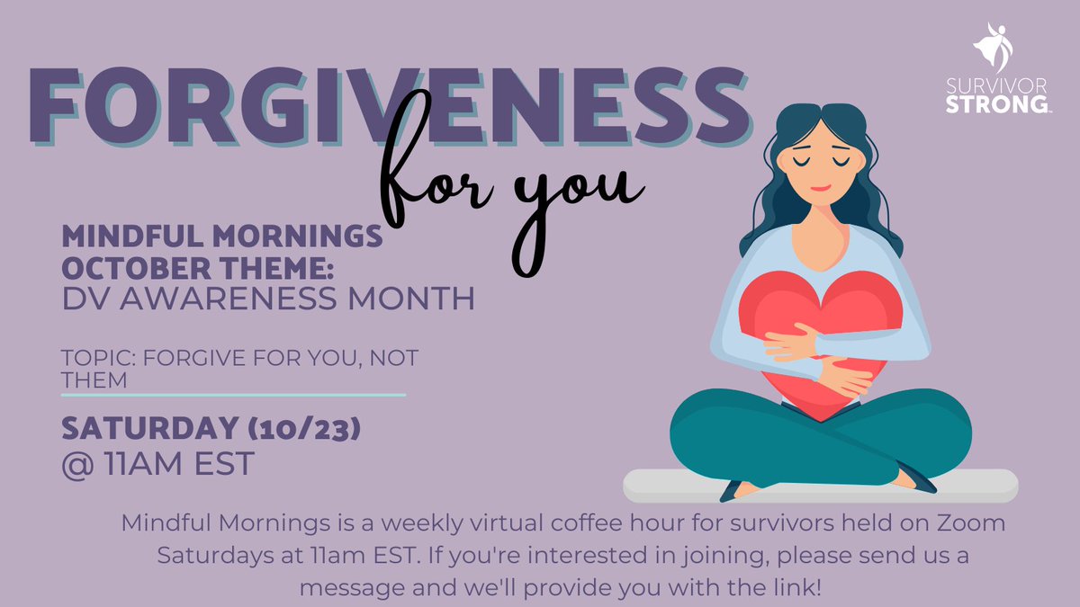 Forgiveness can be for you and you alone. Join us for Mindful Mornings to talk about forgiveness tomorrow at 11am.