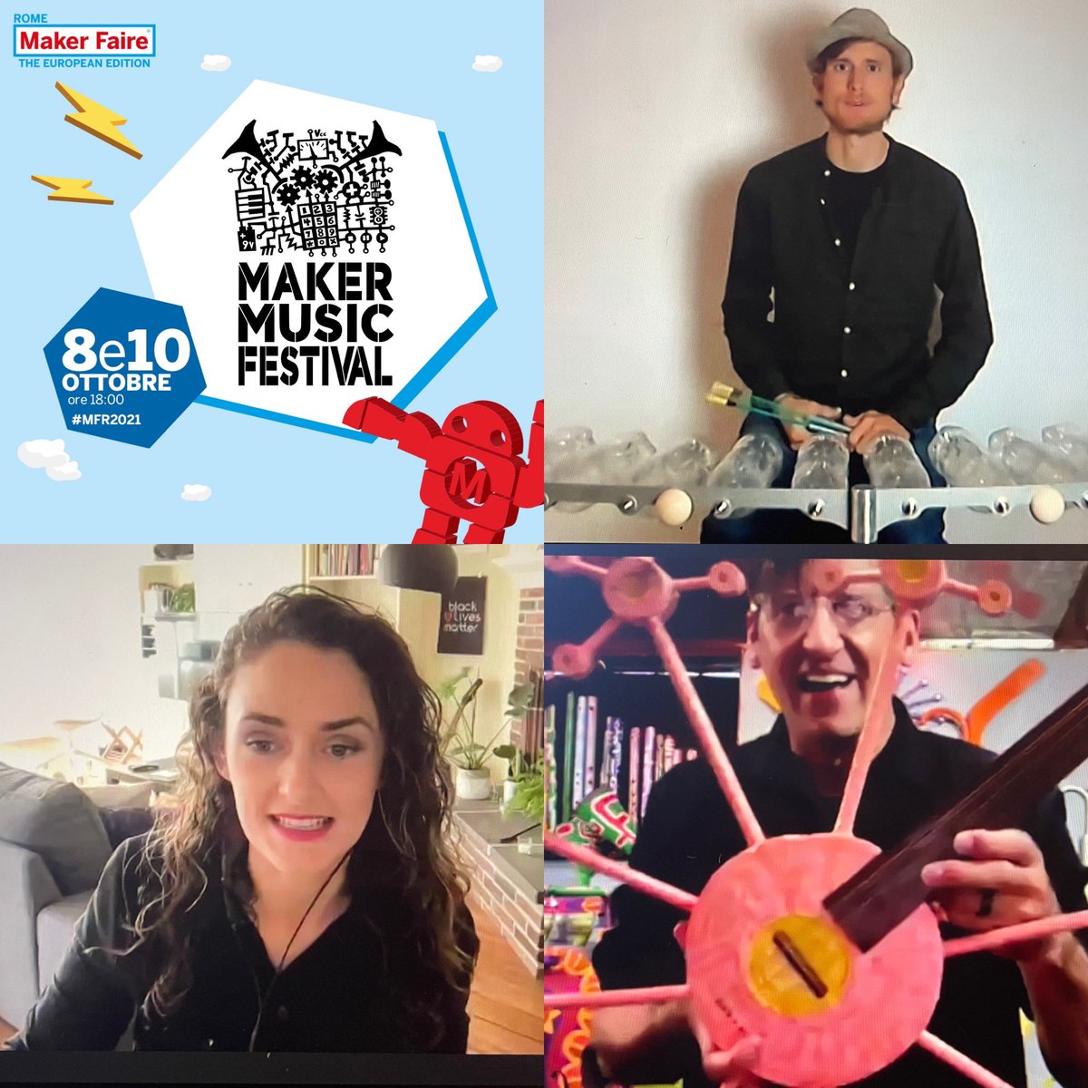 MakerFestival's tweet photo. Grazie Mille music makers: Daniel of #Flairdrum, @helenleigh &amp; Joe Rauen! 

Your session at @MakerFaireRome was exceptional! It’s a treat to have you sharing your passion for #music making, each with your own special #makermade #instruments. #Bravo

#makersgoglobal #mmf21 #mfr21 https://t.co/9Y1pcPMf86