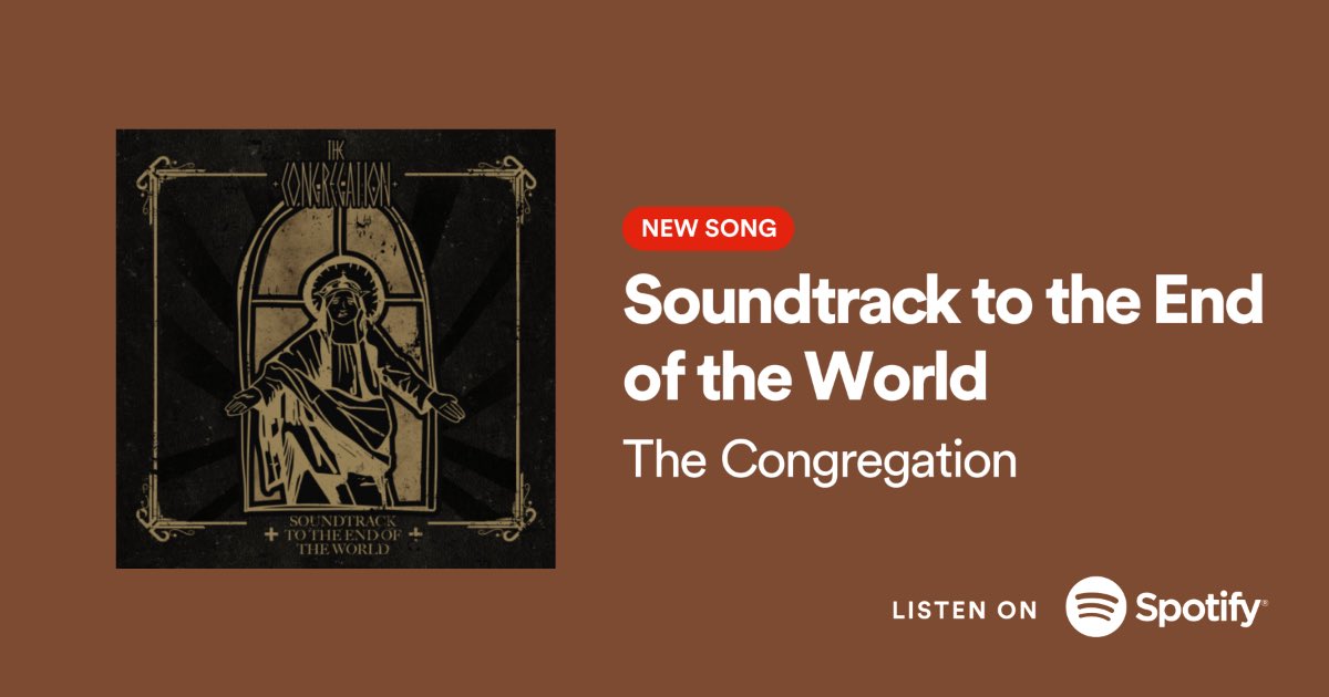 "Soundtrack to the End of the World" x New Music Friday on <a href="/SpotifyCanada/">Spotify Canada</a> 🤘🎶🇨🇦 Thank you for the support! Listen here: spoti.fi/3uUsdMI #TheCongregation #Spotify #NewMusicFriday <a href="/Spotify/">Spotify</a>
