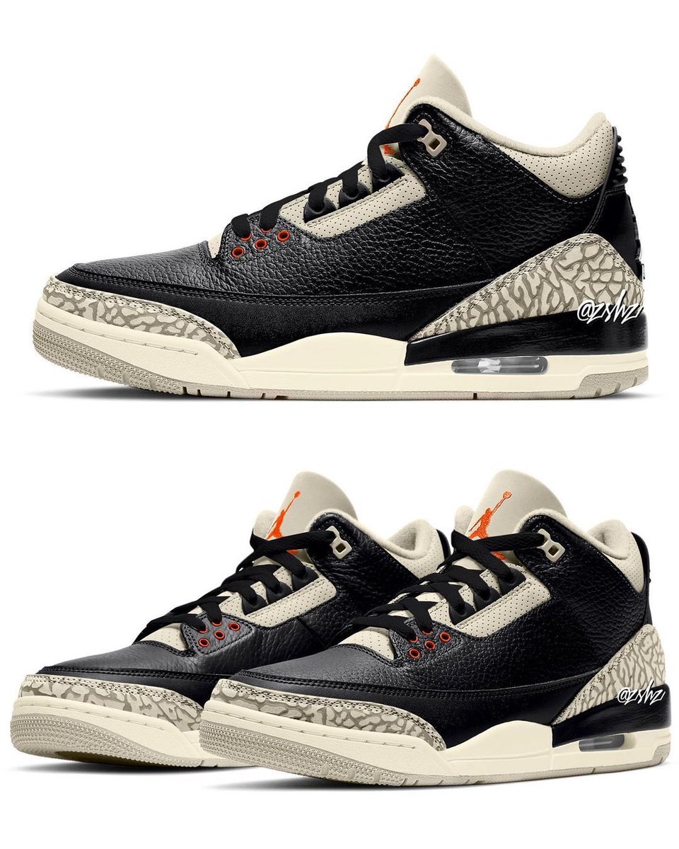 Told y’all we had more dates 😁✌🏾

2022 #DesertElephant Jordan 3 (UPDATE)
Black/Rush Orange/Fossil Stone/Sail
CT8532-008
April 30, 2022
Retail $200
—
(Mockup pictured by ZSneakerHeadz, coming in this color-blocking)