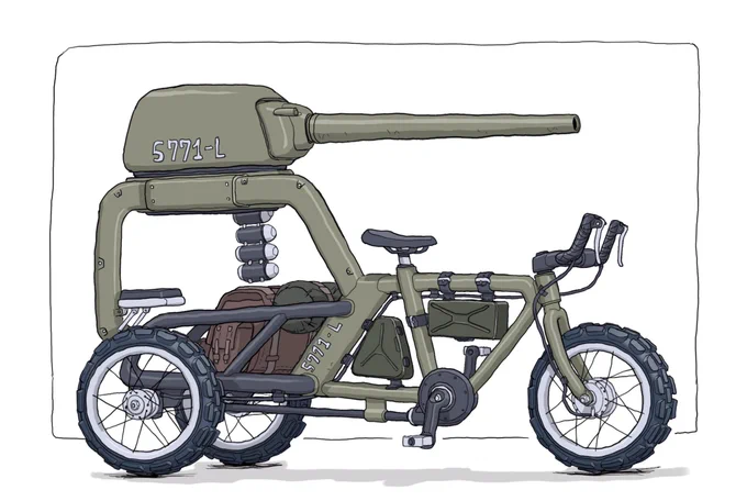 #メカ #イラスト #illustration 
戦闘用自転車 