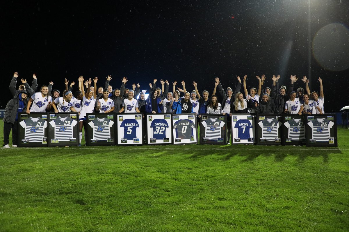 GVSUsoccer's tweet photo. Celebrating a senior class unlike any other 💙🖤 https://t.co/R6XJFanaxB