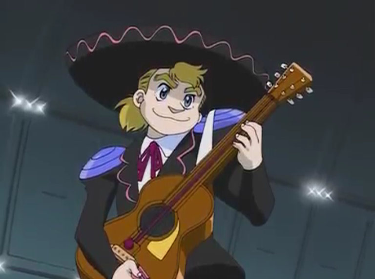 beybladeotd's tweet photo. Todays beyblader of the day is Miguel from the original saga, Bakuten Shoot!
A mariachi singer and member of the Mexican representatives, The Renegades. He uses a guitar launcher and a beyblade customised with guitar strings that is stronger than piano wire to attack opponents!🎸 https://t.co/PF9kO1Z1fM