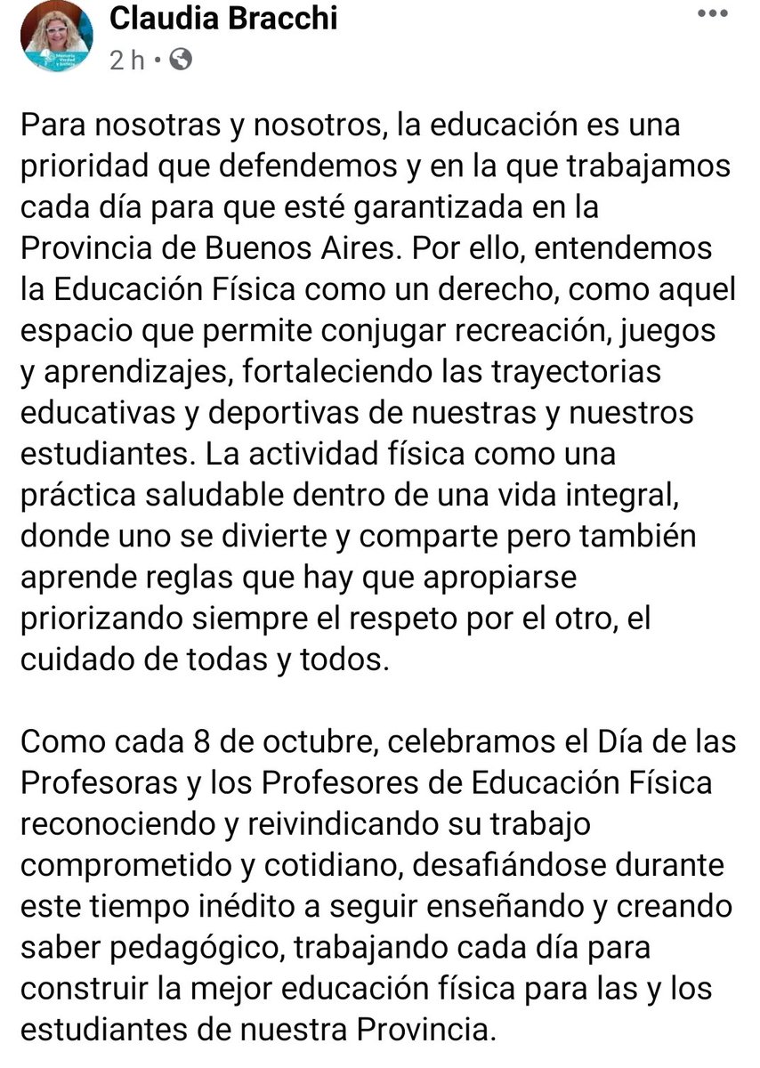Leot14's tweet photo. GRAN ORGULLO para la #EducaciónFísica de la PBA, que el Gobernador @Kicillofok, la Directora General #AgustinaVila y nuestra Subsecretaria @ClaudiaBracchi1 pongan en valor nuestra modalidad, como un derecho en la formación integral de nuestr@s estudiantes.
Educación Física PBA ❤ https://t.co/yyj48xfg1q