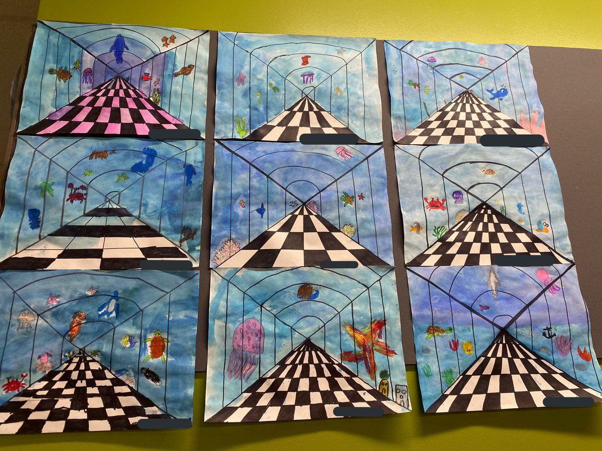 Check out these fabulous perspective aquariums created by fantastic grade 4/5 artists!