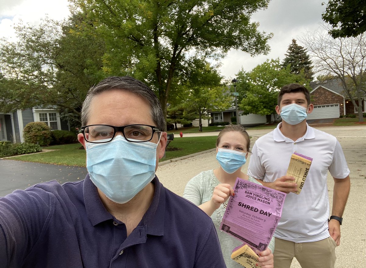 Sam4Rep's tweet image. We’re out talking with residents in #Gurnee today about State Reps. @Sam4Rep and @VoteJoyceMason Shred Day tomorrow at @Woodland50News School from 10am-1pm. Have any documents you need shredded?  Bring them tomorrow!