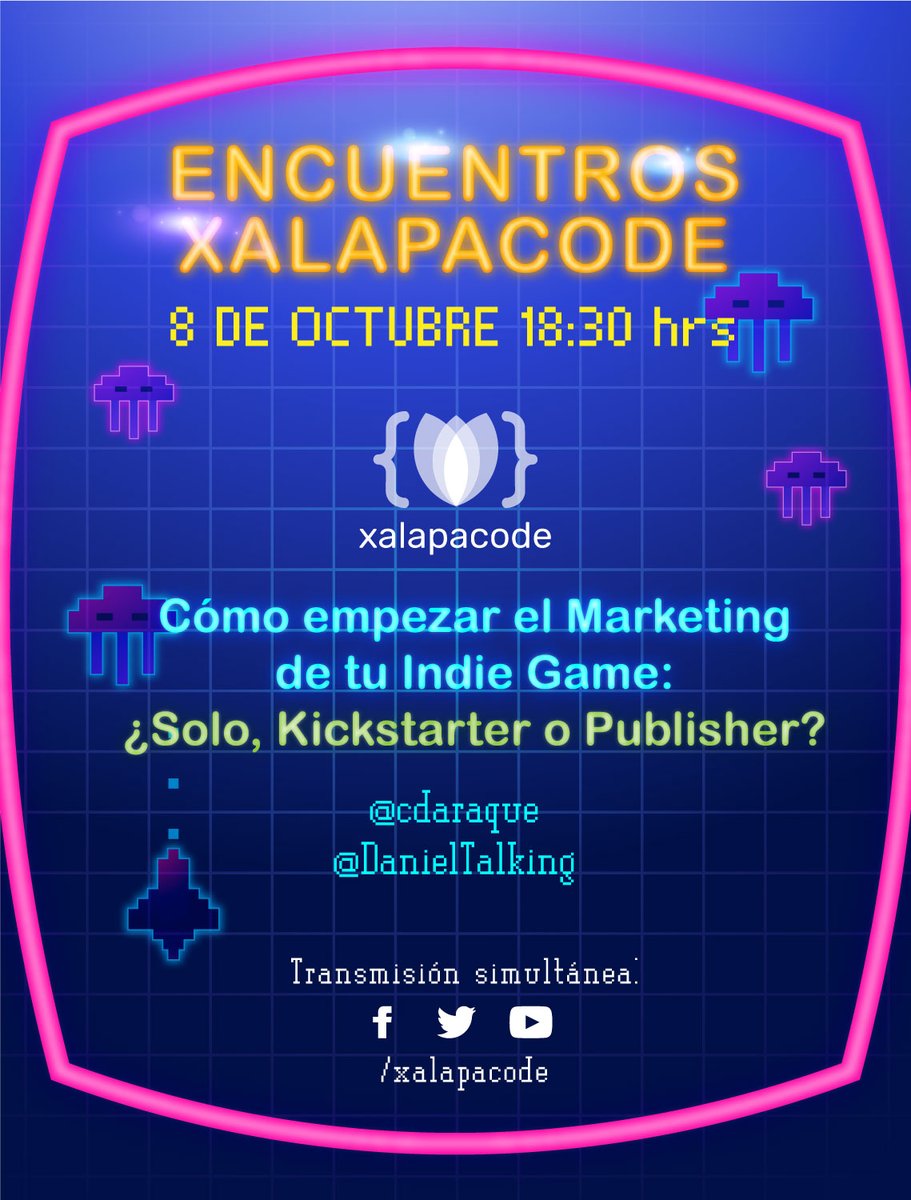 En poco más de 3 horas, nos acompañaran <a href="/cdaraque/">Carmen Daniela Araque</a> y <a href="/DanielTalking/">Daniel from Hivebound</a> con su charla "Cómo empezar el Marketing de tu Indie Game: ¿Solo, Kickstarter o Publisher?" 

Lo podrán ver en vivo por nuestro canal de Youtube youtube.com/watch?v=keeZqT…