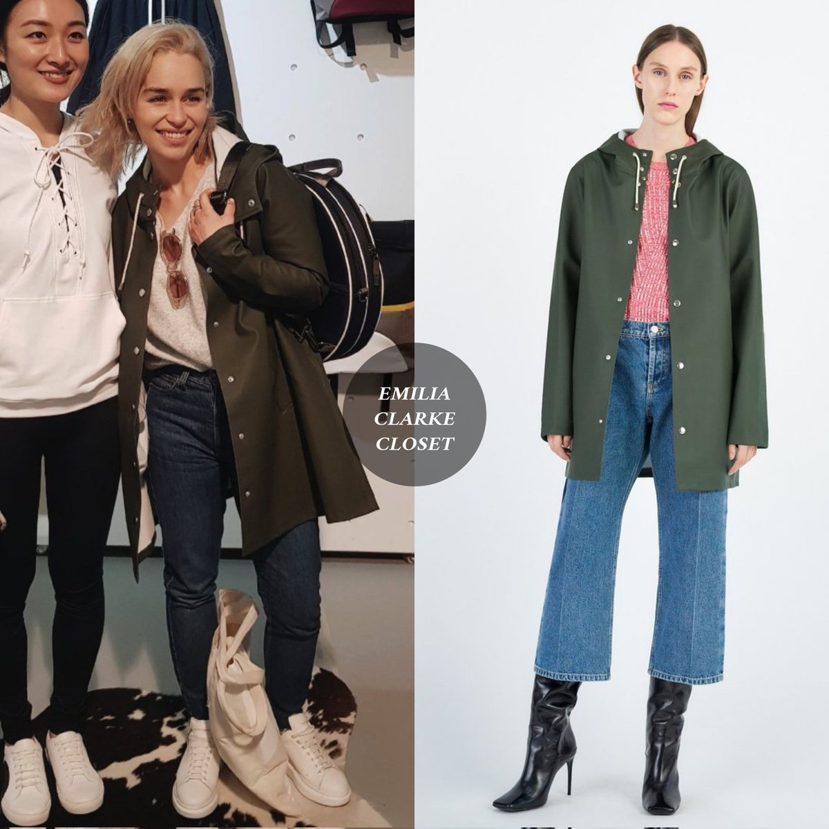 ClarkeCloset's tweet photo. Emilia Clarke with a fan in New York (2018)
-
She was wearing #Stutterheim Stockholm Jacket in Green ($295), #ApedeMod Jellypuff Backpack ($238) and #AlexanderMcQueen Oversized Raised-Sole Leather Trainers ($580). https://t.co/gtQnLzP78X