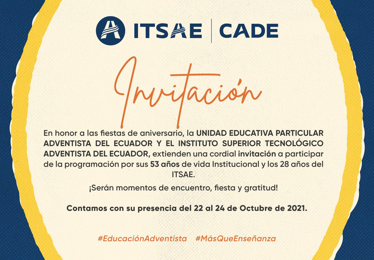 InstitutoItsae's tweet photo. ¡El instituto celebra 28 años de trayectoria!
Queremos invitarte a celebrar junto a nosotros el aniversario para recordar y compartir experiencias vividas.
Esperamos contar con su presencia!
Más información a través del siguiente enlace:👉📲 https://t.co/YouKPe4NAr
#Aniversario28 https://t.co/P6uAknDgwG