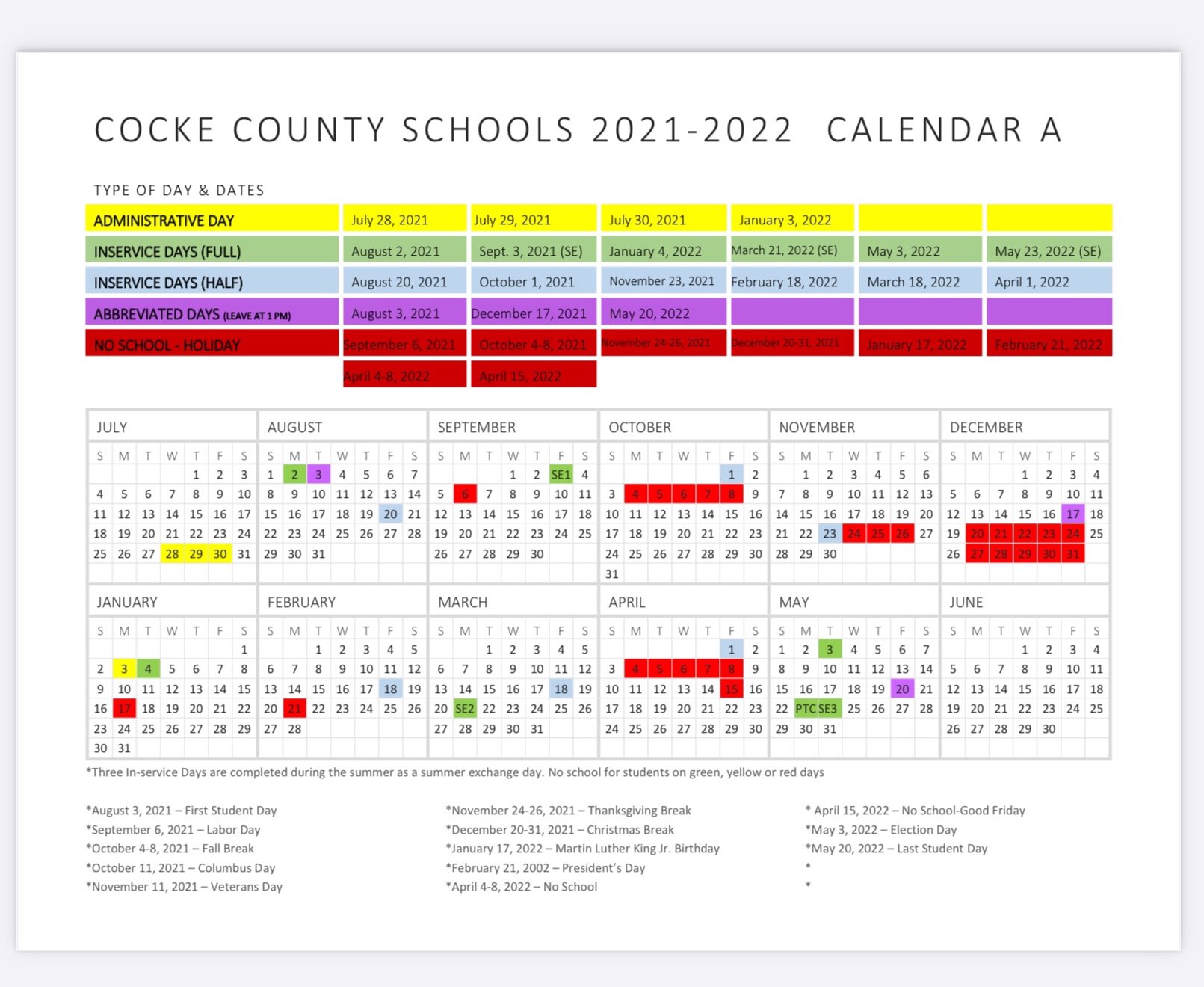 Cocke County Tn School Calendar 24 25 Printable 2025