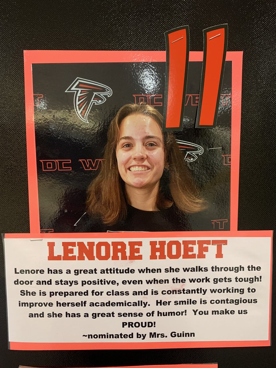 Congrats to our 11th Grade Student of the Month~ Keep up the great work Lenore!!  #thefalconway