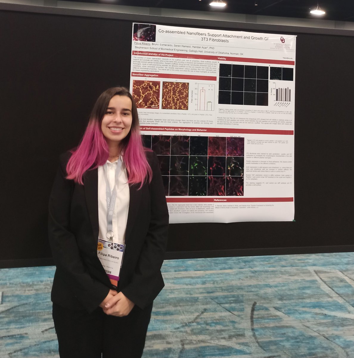 sbme_ou's tweet photo. Filipa Ribeiro is a BME senior attending the @BMESociety conference in Florida! She is a member of the @_acarlab and is currently a PhD applicant interested in tissue engineering, biomaterials science, and nanomedicine. https://t.co/Wv7ZxOmzlU