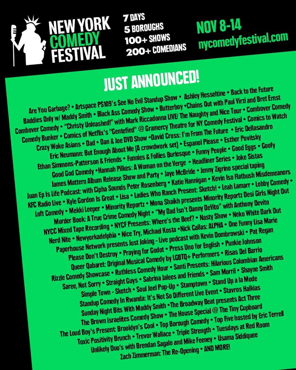 KevinDombrowski's tweet photo. PLUS as a bonus #JustJoking is now officially part of this year’s @nycomedyfest!! We made this show just to make people laugh and now we’re doing that LIVE w/ a bunch of special guests at @nycomedyclub. So come out and laugh Nov 11th! #makeNYlaugh

🎟: https://t.co/Wb5qXCEjYO https://t.co/rolNnvioKt