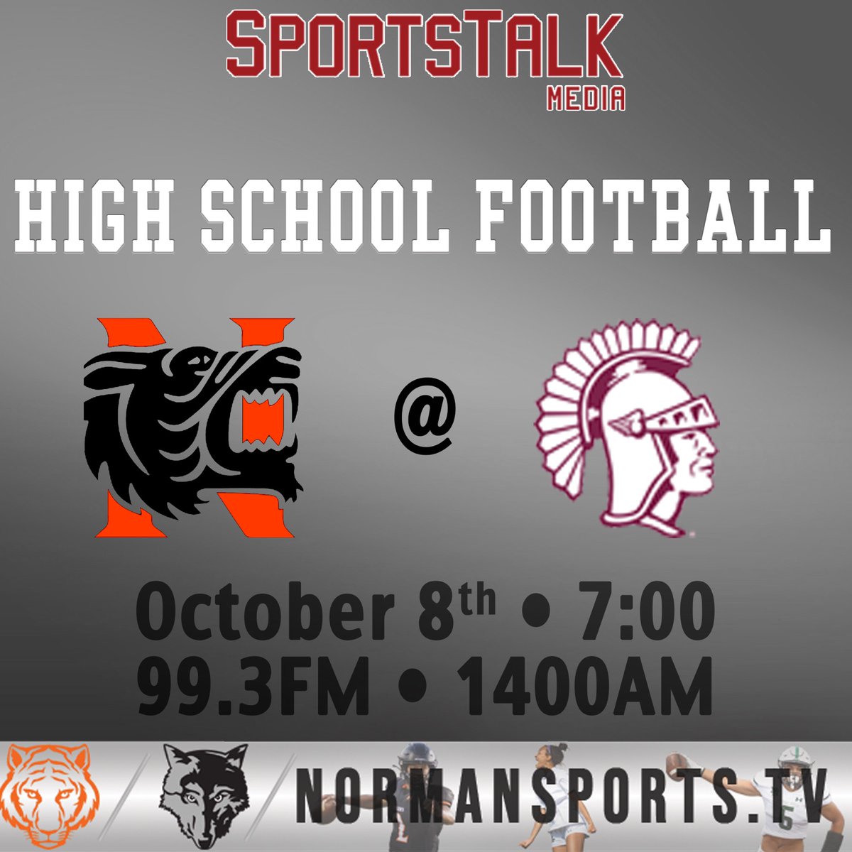 The Tigers are on the road tonight at Allan Trimble Stadium to face Jenks, if you can't make the trip follow along with us:

🏈<a href="/nhstigerfb/">NHS Tiger Football</a> at Jenks
📍Allan Trimble Stadium
🕰️7:00pm
📻1400AM 99.3FM
💻normansports.tv
#okpreps