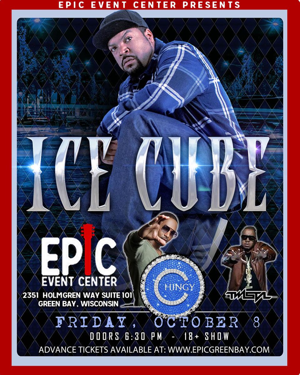Little bit of a change in that @icecube show tonight. From @EPICGreenBay: “Due to last minute unforeseen circumstance, WARREN G will no longer be performing. ICE CUBE’s performance will continue as scheduled.” Never fear, @TWISTAgmg & @ChingyFulldekk will kick things off!