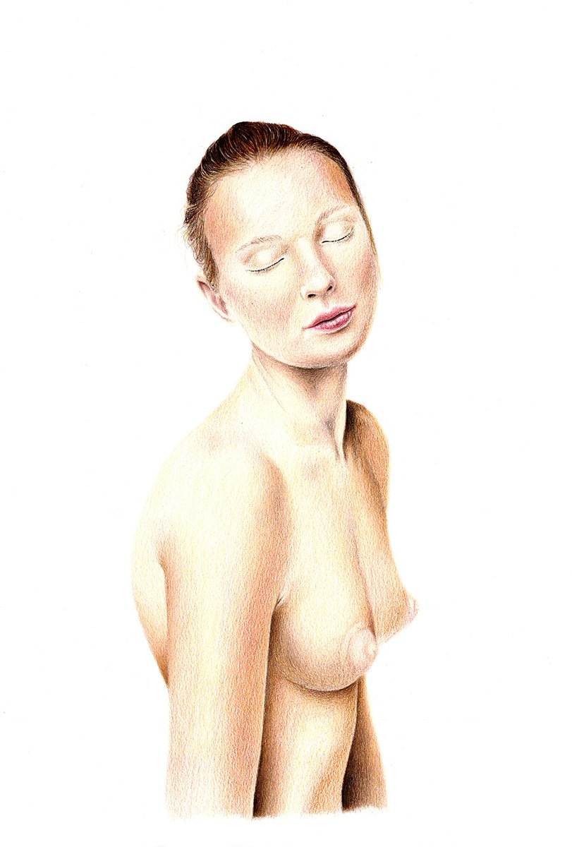 Human8128's tweet image. “Quiet” Coloured pencil and ink on paper- 14 x 17 inches