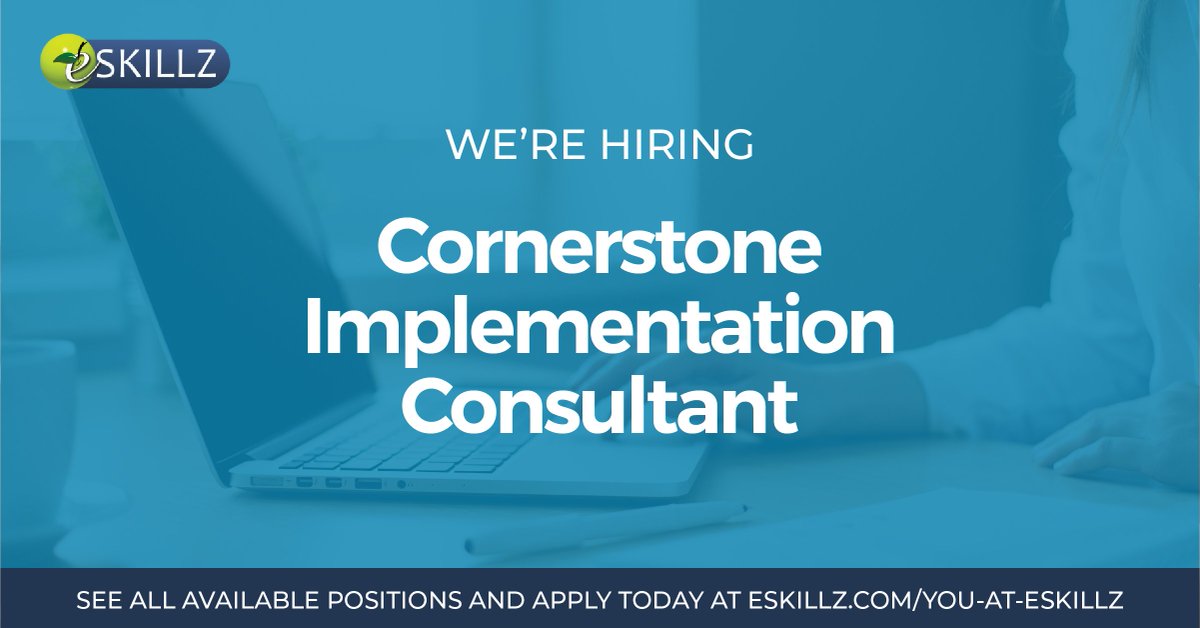 We are currently seeking candidates to fill a Cornerstone Implementation Consultant position. As a Cornerstone Implementation Consultant, you will be the functional lead for new Cornerstone system implementations. Learn more here: eskillz.com/you-at-eskillz…. APPLY TODAY!