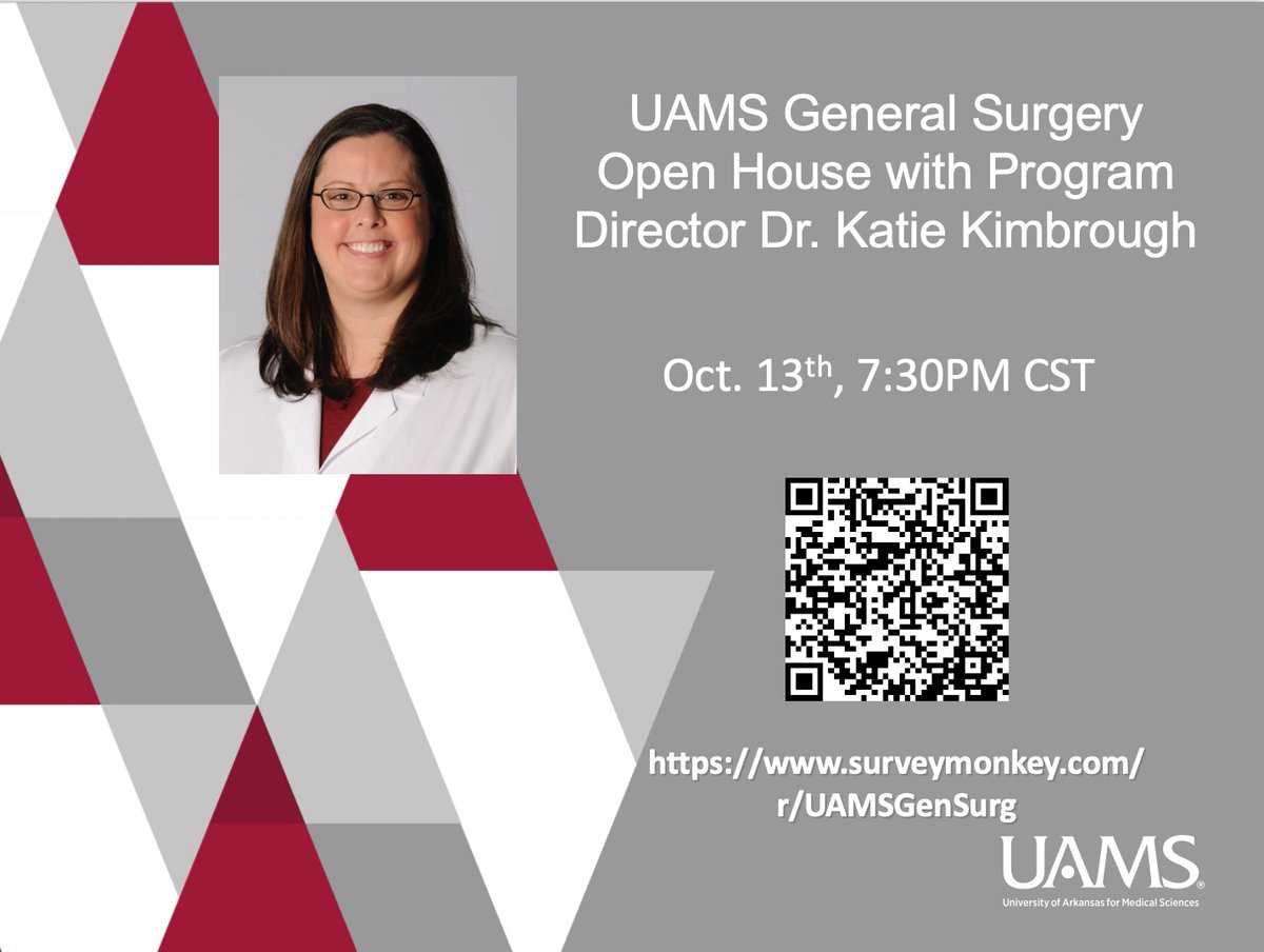 UAMS Department of Surgery (@uams_surgery) on Twitter photo Join us for our general surgery open house and get to know the PD prior to interviews! <a href="/kimbrough_katie/">Katie Kimbrough</a> <a href="/FutureGenSurg/">Future Gen Surg Residents</a> <a href="/Inside_TheMatch/">Inside The Match</a> #GenSurgMatch22 Join us for our general surgery open house and get to know the PD prior to interviews! <a href="/kimbrough_katie/">Katie Kimbrough</a> <a href="/FutureGenSurg/">Future Gen Surg Residents</a> <a href="/Inside_TheMatch/">Inside The Match</a> #GenSurgMatch22