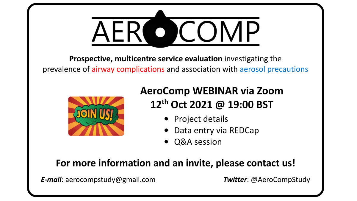 aerocompstudy's tweet photo. We are holding a webinar on Zoom this coming Tuesday October 12th at 19:00.  All the information you need to know to run the project at your site! 
 Joining links sent to all project leads.  Please contact us if you haven't received the link. https://t.co/euQ1twZQcY
