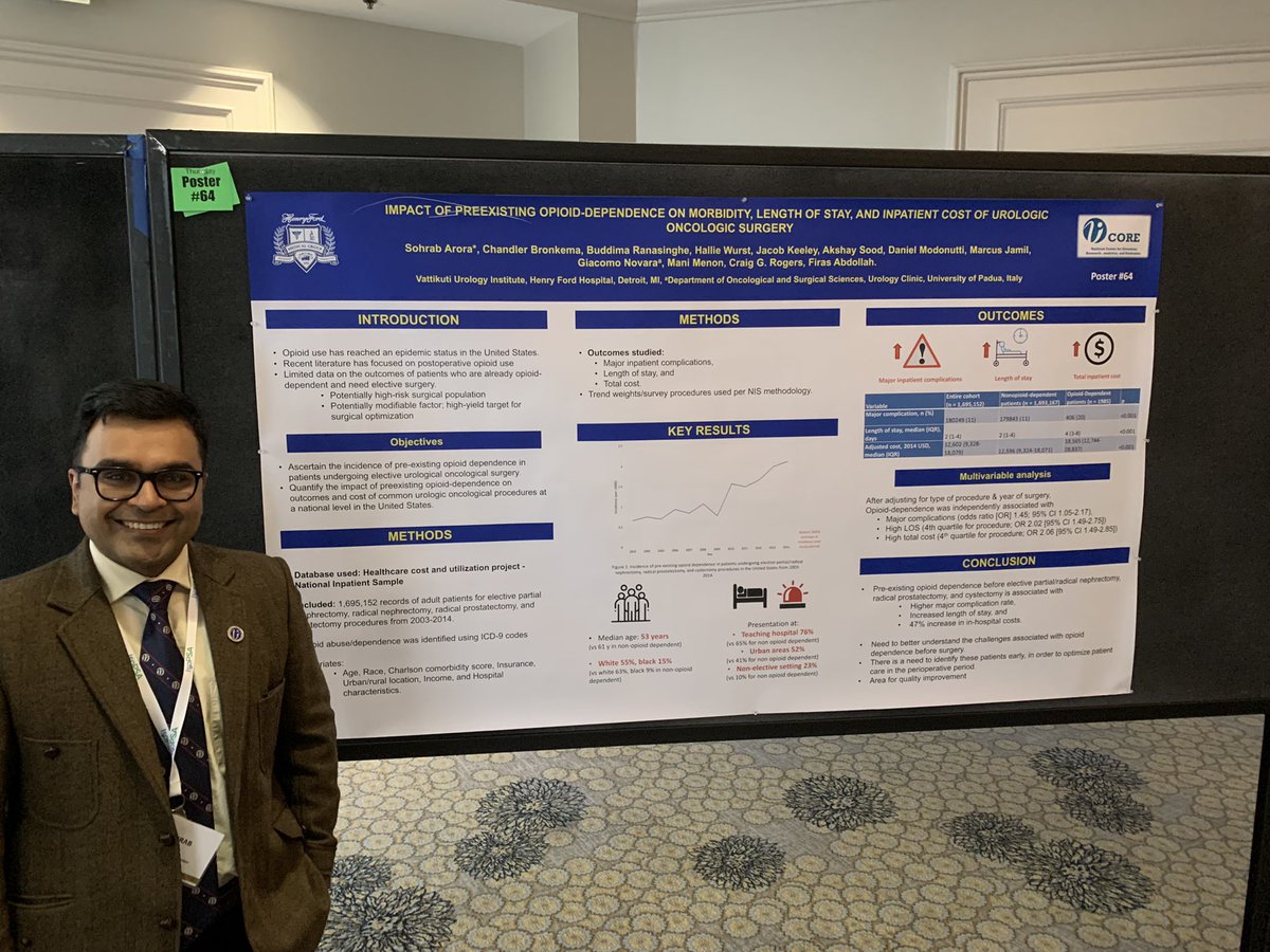 VCORE (@vattikuticore) on Twitter photo VCORE research on impact of preexisting #opioid dependence on outcomes of urologic oncologic surgery being presented by <a href="/DrSohrab/">Sohrab Arora</a> at the AUA-NCS at Chicago. <a href="/DrFAbdollah/">Firas Abdollah</a> <a href="/DrSohrab/">Sohrab Arora</a> <a href="/Sood11/">Akshay Sood</a> <a href="/marcusjamilmd/">Marcus Jamil</a> <a href="/giacomonovara/">Giacomo Novara</a> VCORE research on impact of preexisting #opioid dependence on outcomes of urologic oncologic surgery being presented by <a href="/DrSohrab/">Sohrab Arora</a> at the AUA-NCS at Chicago. <a href="/DrFAbdollah/">Firas Abdollah</a> <a href="/DrSohrab/">Sohrab Arora</a> <a href="/Sood11/">Akshay Sood</a> <a href="/marcusjamilmd/">Marcus Jamil</a> <a href="/giacomonovara/">Giacomo Novara</a>