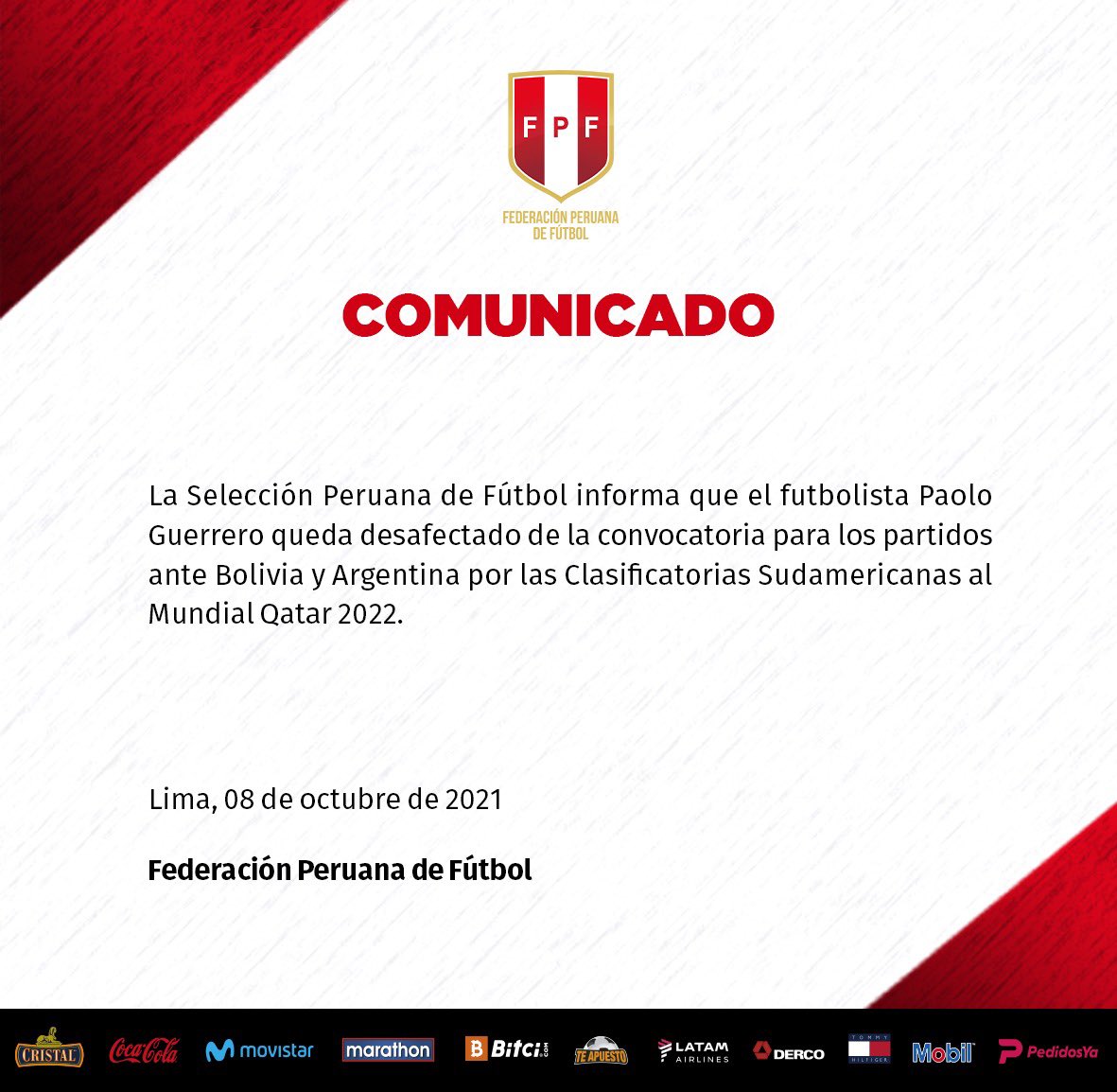 #ComunicadoFPF 🇵🇪