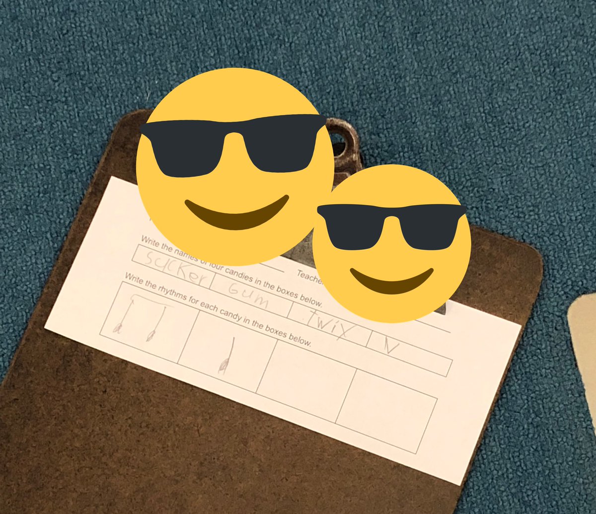 Second graders are composing four-beat rhythms by picking four different candies and transposing the words, into rhythms. So advanced. <a href="/KMElem/">KM Elementary School</a> #KoMetPRIDE
